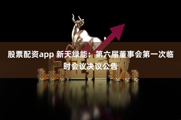 股票配资app 新天绿能：第六届董事会第一次临时会议决议公告